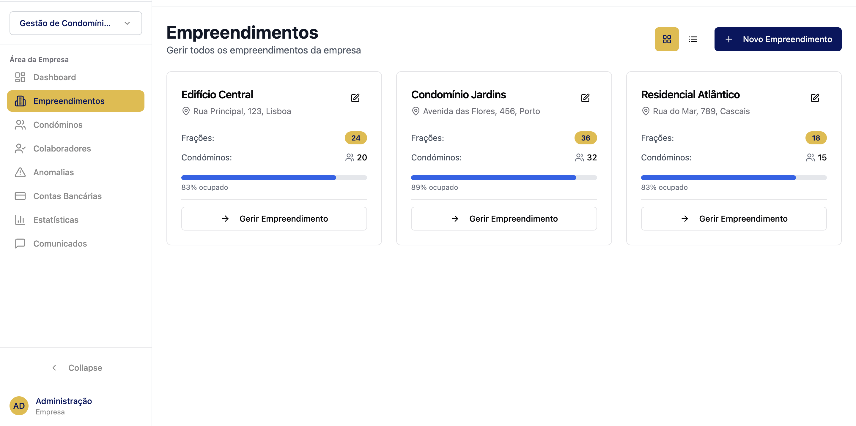 Condominium Administrators Dashboard