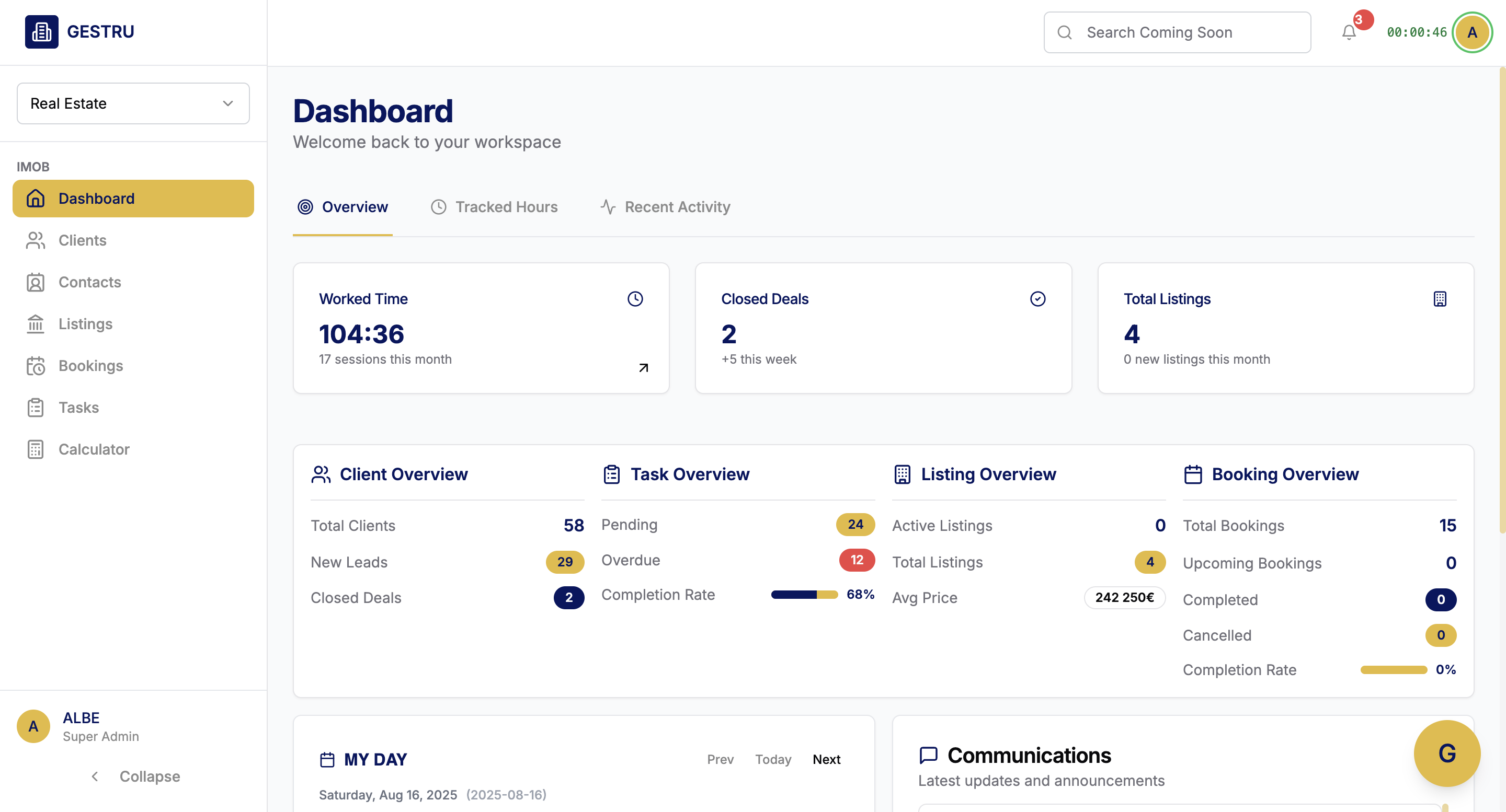 GESTRU Platform Dashboard